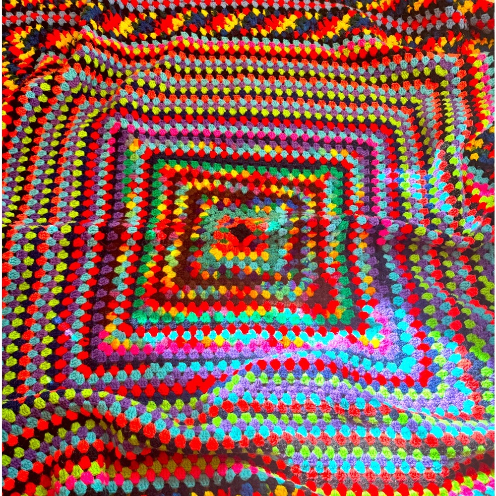Hand Made Vintage Crochet Blanket  53” X 53”